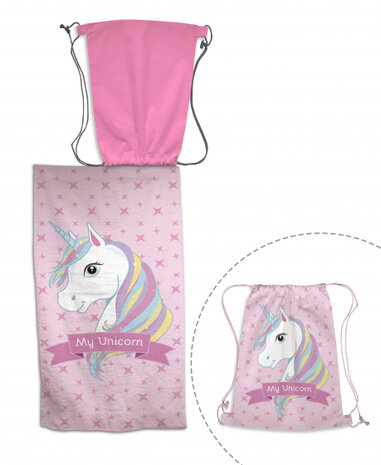 strandlaken My Unicorn 70 x 140 cm polyester roze