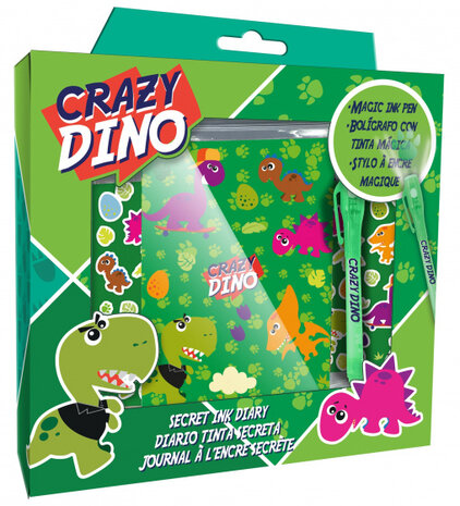 dagboek met pen Crazy Dino 23 cm papier groen