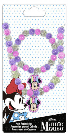 ketting en armband Minnie Mouse pastel paars 2-delig