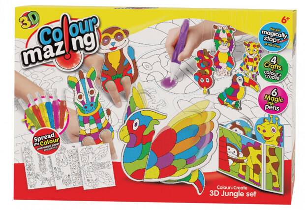 kleurset 3D Jugle junior papier wit 10-delig