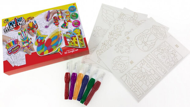 kleurset 3D Jugle junior papier wit 10-delig