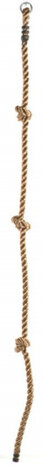 klimtouw met knopen 200 cm polyetheen naturel/bruin
