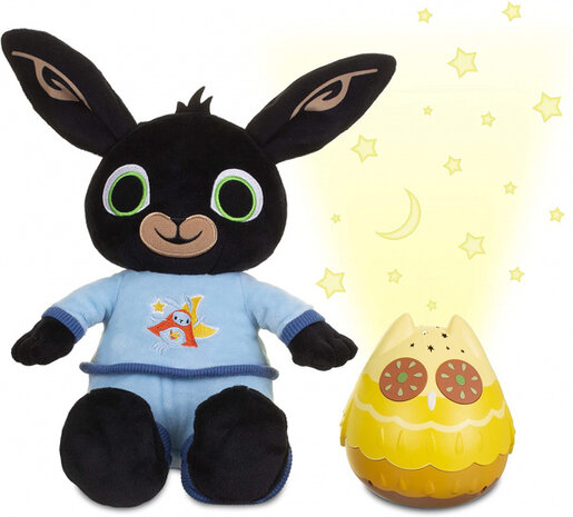 knuffelkonijn en uil nachtlamp junior blauw/geel