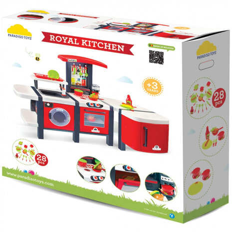 speelkeuken junior 141 x 68 cm rood/wit 29-delig