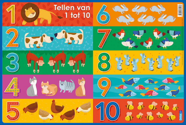 onderlegger Tellen van 1 tot 10 junior 47,5 x 32 cm PVC