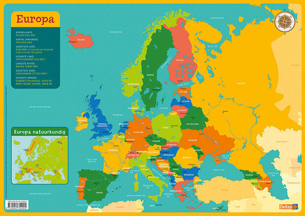 onderlegger Kaart Europa junior 43 x 30,5 cm PVC