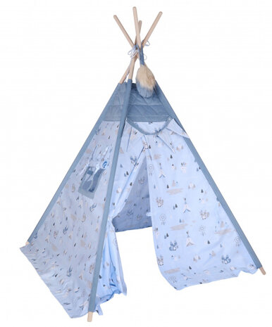 tipi-tent Pow-Wow 170 cm polykatoen blauw 2-delig