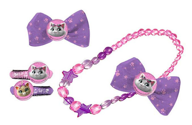 accessoires met ketting meisjes paars/roze 4-delig