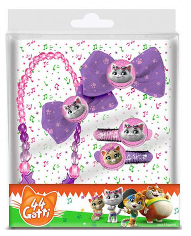 accessoires met ketting meisjes paars/roze 4-delig