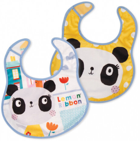 slabbetjes panda 26,5 x 21 cm wit/geel 2 stuks