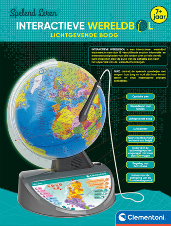 leerspel Wereldbol interactief 32 x 43 cm blauw
