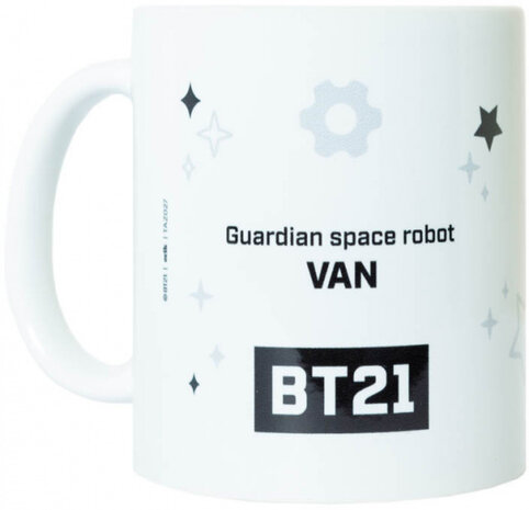 mok BT21 Van junior 300 ml keramiek wit/zwart