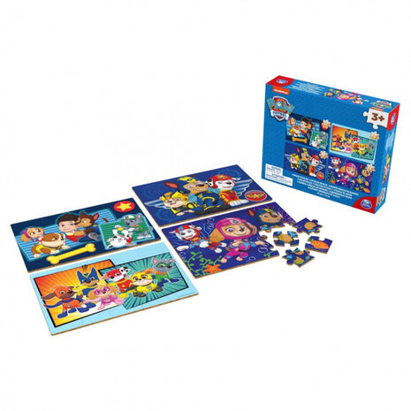 legpuzzels Paw Patrol 22,8 cm hout blauw 4 stuks