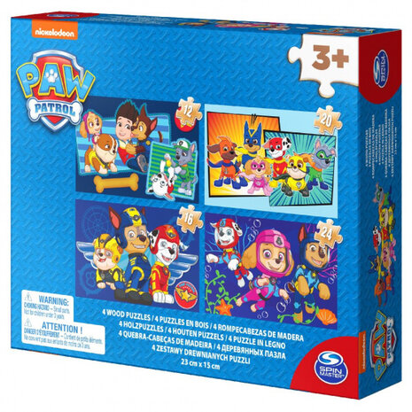 legpuzzels Paw Patrol 22,8 cm hout blauw 4 stuks