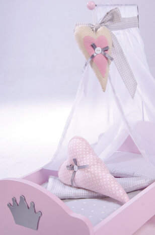 poppenbed Princess Sophie junior 53 cm hout roze/wit