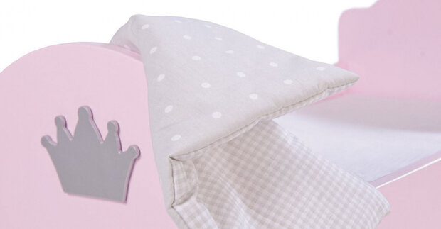 poppenbed Princess Sophie junior 53 cm hout roze/wit