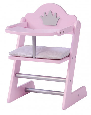 poppenstoel Princess Sophie junior hout 42 cm roze/zilver