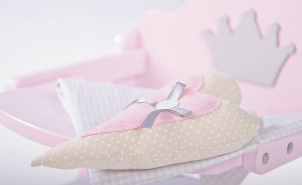 poppenstoel Princess Sophie junior hout 42 cm roze/zilver