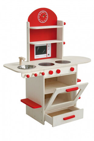 speelgoedkeuken junior 82 x 96 cm hout rood 4-delig