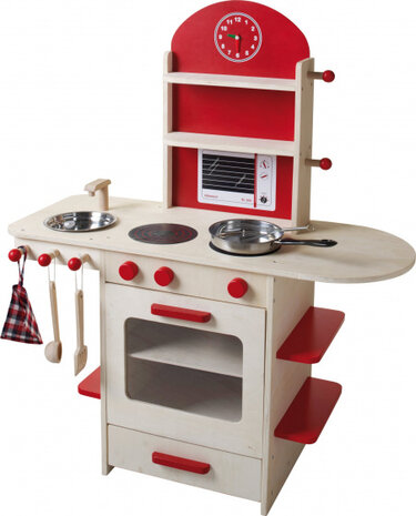 speelgoedkeuken junior 82 x 96 cm hout rood 4-delig