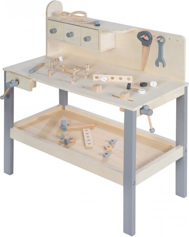 werkbank junior 73 x 41 x 55 cm hout naturel/grijs