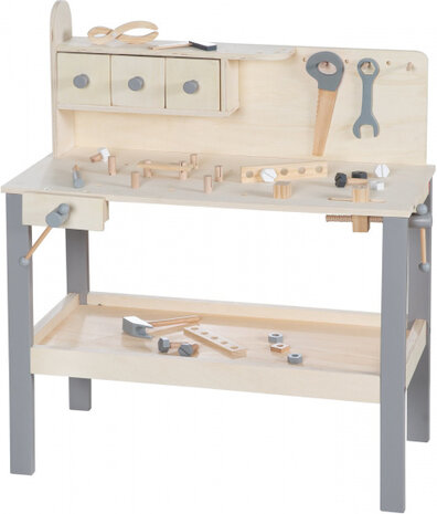 werkbank junior 73 x 41 x 55 cm hout naturel/grijs