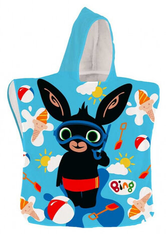 badponcho junior 100 x 50 cm polyester lichtblauw