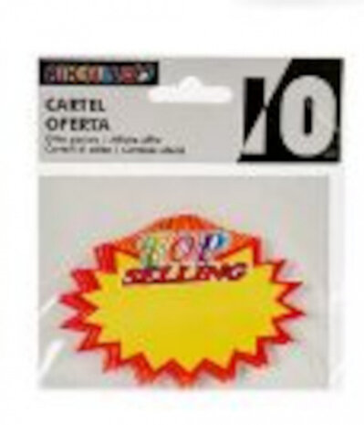 promotieposter&nbsp;Top Selling 9 cm geel 10 stuks