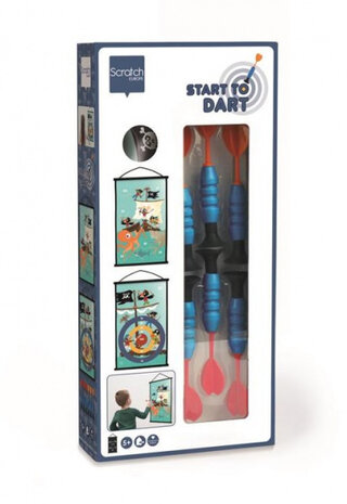 dartset Pirate junior 38 x 60 cm blauw/zwart 7-delig