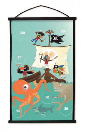 dartset Pirate junior 38 x 60 cm blauw/zwart 7-delig