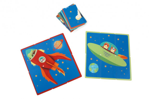 kaartspel Space junior 15,5 x 9 cm karton blauw/geel