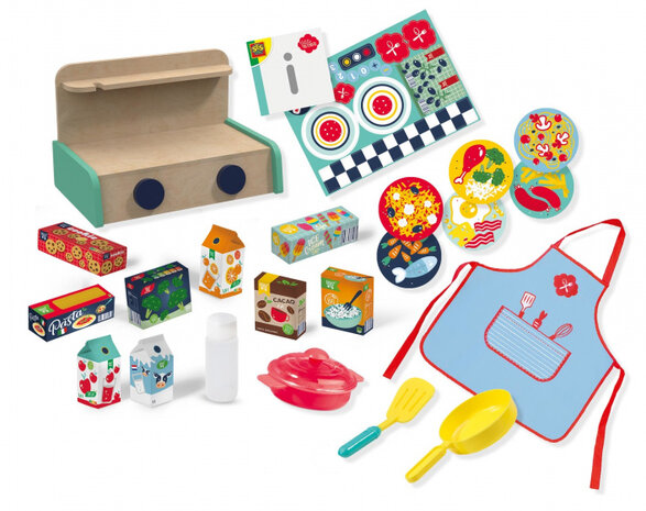 mega-keukenset Petit Pretenders junior hout 23-delig
