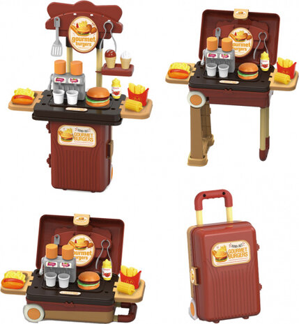 speelgoedkeuken koffer 17 x 12 x 38 cm bruin&nbsp;15-delig