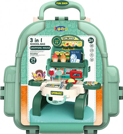 supermarkt rugzak junior 25 x 13 x 25 cm groen 29-delig
