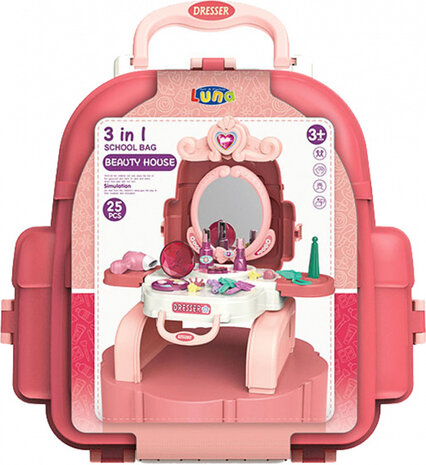 kaptafel rugzak junior 25 x 13 x 25 cm rood/roze 25-delig