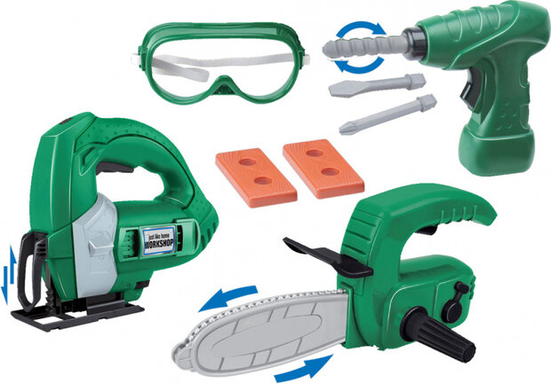 gereedschapset Masterforce junior groen/grijs 9-delig
