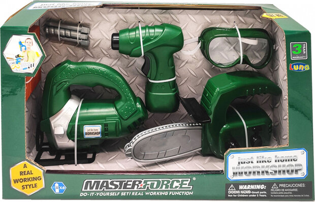 gereedschapset Masterforce junior groen/grijs 9-delig