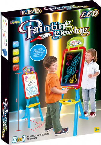 tekenbord Painting Glowing led junior 99 cm blauw 10-delig