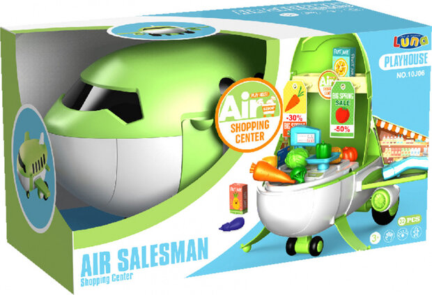 supermarkt vliegtuig junior 43 x 25 cm groen/wit 32-delig