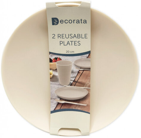 herbruikbare borden 20 cm beige 2 stuks