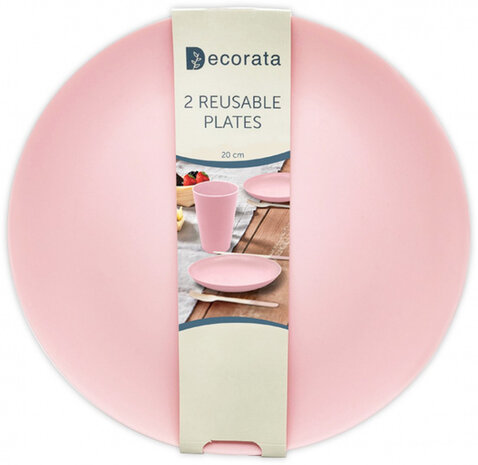 herbruikbare borden 20 cm roze 2 stuks