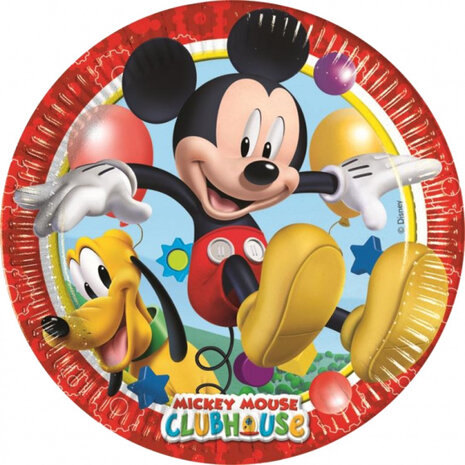 borden Mickey Mouse junior 23 cm karton rood 8 stuks