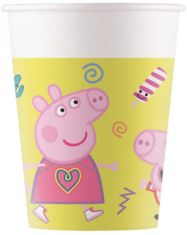 bekers Peppa Pig junior 200 ml 8 cm karton geel 8 stuks