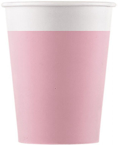 bekers 200 ml 8 cm karton roze/wit 8 stuks