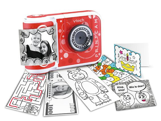 camera KidiZoom Print junior 13,4 cm rood/wit 2-delig