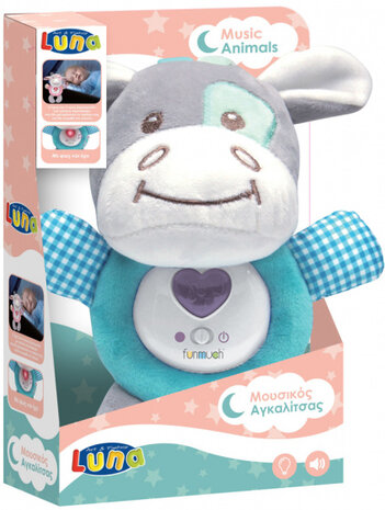 nachtlampje knuffelkoe junior polyester grijs/blauw