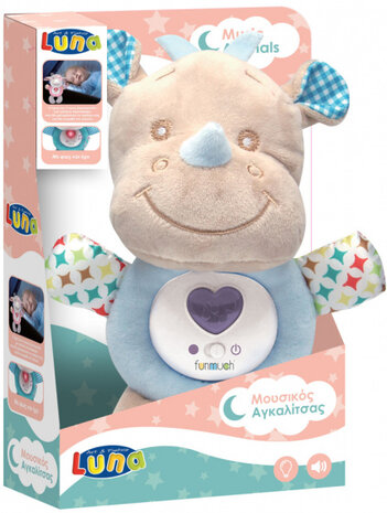 nachtlampje knuffelneushoorn junior beige/blauw