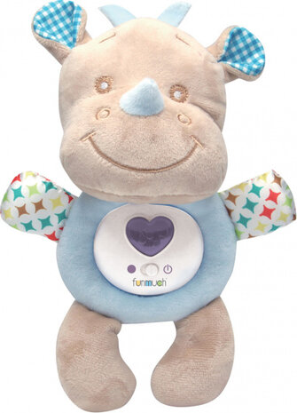 nachtlampje knuffelneushoorn junior beige/blauw