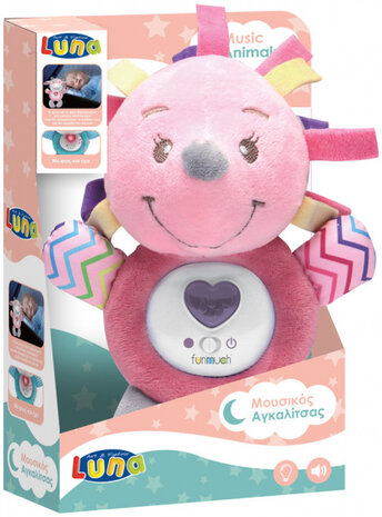 nachtlampje knuffelegel junior polyester roze/grijs
