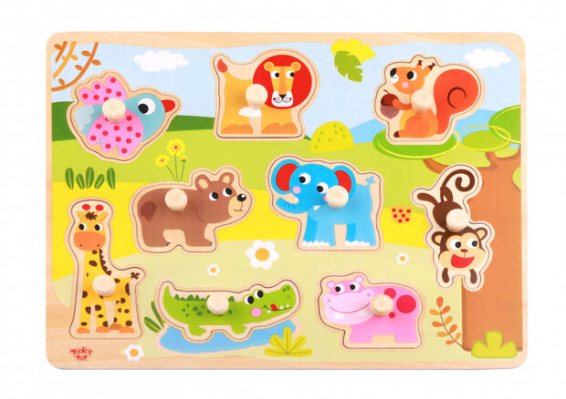 vormenpuzzel dieren junior 30 cm hout 10-delig